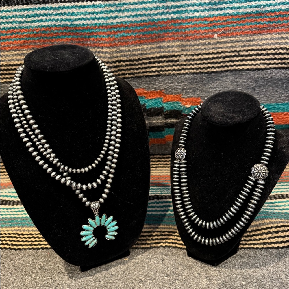 Silver and Turquoise Necklace Set